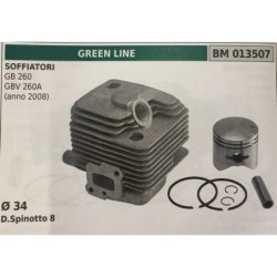 CILINDRO COMPLETO DI PISTONE E SEGMENTI BRUMAR  GREEN LINE SOFFIATORI GB 260 GBV 260A (anno 2008)    Ø 34 DSpinotto 8