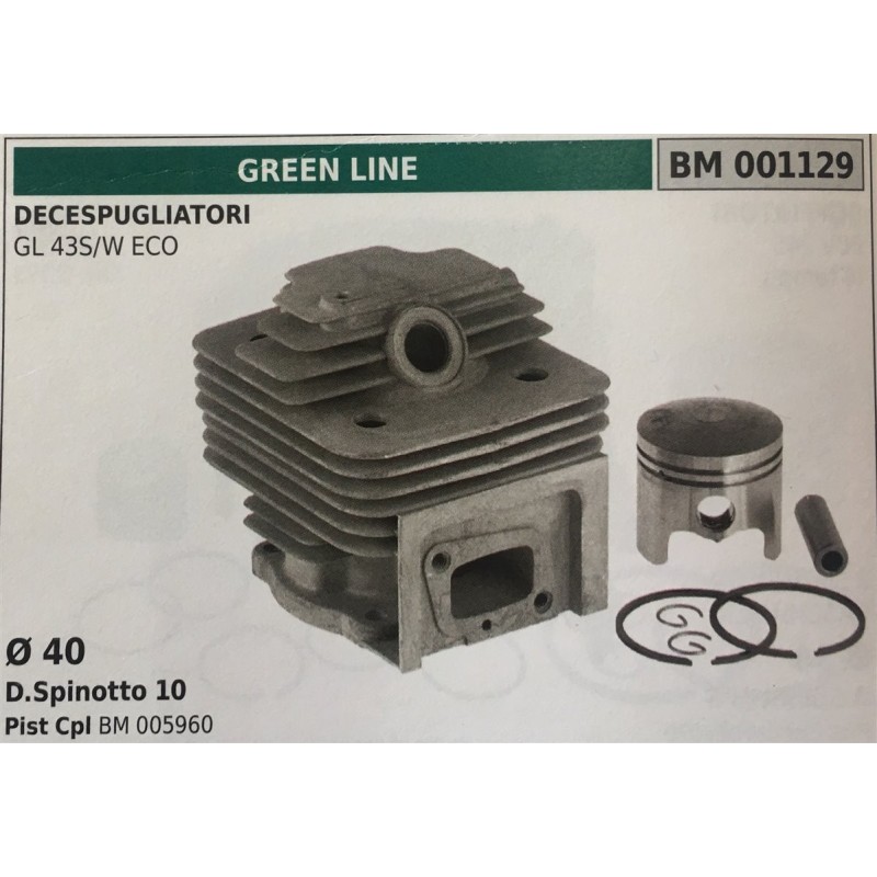 CILINDRO COMPLETO DI PISTONE E SEGMENTI BRUMAR  GREEN LINE DECESPUGLIATORI GL 43SW ECO    Ø 40 DSpinotto 10 Pist Cpl BM 005960