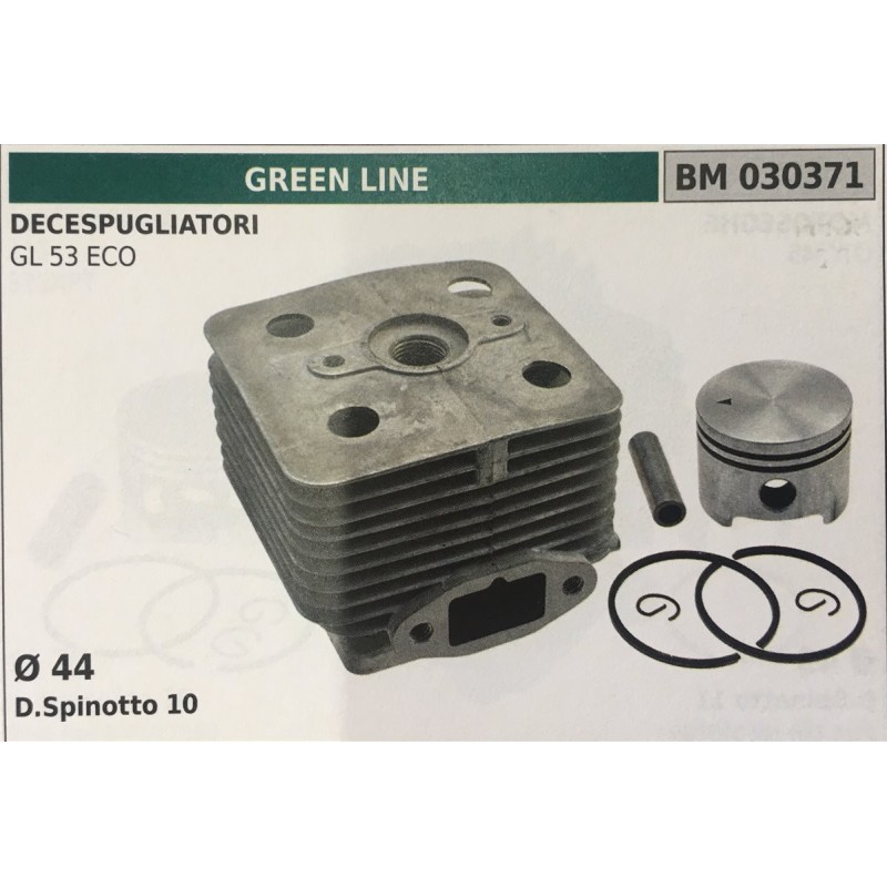CILINDRO COMPLETO DI PISTONE E SEGMENTI BRUMAR  GREEN LINE DECESPUGLIATORI GL 53 ECO     Ø 44 DSpinotto 10