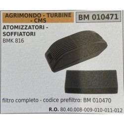 BRUMAR FILTRO ARIA AGRIMONDO  TURBINE  CMS  ATOMIZZATORI  SOFFIATORI BMK 816  filtro completo  codice prefiltro: BM 010470 RO 8