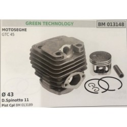 CILINDRO COMPLETO DI PISTONE E SEGMENTI BRUMAR  GREEN TECHNOLOGY MOTOSEGHE GTC 45    Ø 43 DSpinotto 11 Pist Cpl BM 013189