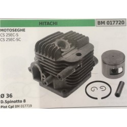 CILINDRO COMPLETO DI PISTONE E SEGMENTI BRUMAR  HITACHI MOTOSEGHE CS 25ECS CS 25ECSC    Ø 36 DSpinotto 8 Pist Cpl BM 017719