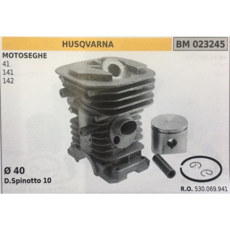 CILINDRO COMPLETO DI PISTONE E SEGMENTI BRUMAR  HUSQVARNA MOTOSEGHE 41 141 142    Ø 40 DSpinotto 10