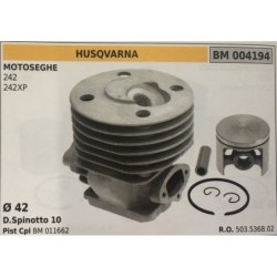 CILINDRO COMPLETO DI PISTONE E SEGMENTI BRUMAR  HUSQVARNA MOTOSEGHE 242 242XP    Ø 42 DSpinotto 10 Pist Cpl BM 011662
