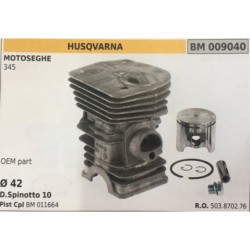 CILINDRO COMPLETO DI PISTONE E SEGMENTI BRUMAR  HUSQVARNA MOTOSEGHE 345    OEM part  Ø 42 DSpinotto 10 Pist Cpl BM 011662