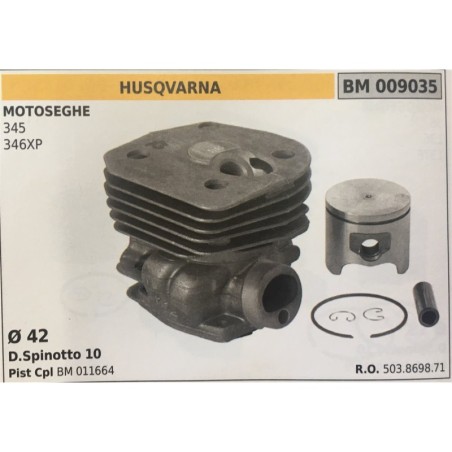 CILINDRO COMPLETO DI PISTONE E SEGMENTI BRUMAR  HUSQVARNA MOTOSEGHE 345 346XP    Ø 42 DSpinotto 10 Pist Cpl BM 011664