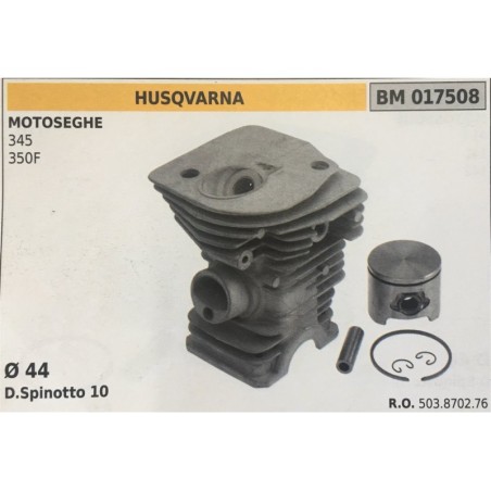 CILINDRO COMPLETO DI PISTONE E SEGMENTI BRUMAR  HUSQVARNA MOTOSEGHE 345 350F    Ø 44 DSpinotto 10