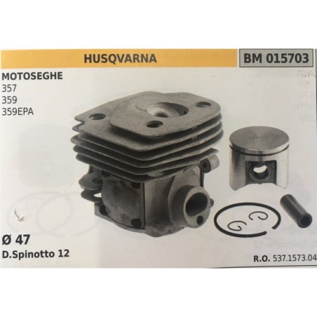 CILINDRO COMPLETO DI PISTONE E SEGMENTI BRUMAR  HUSQVARNA MOTOSEGHE 357 359 359EPA    Ø 47 DSpinotto 12