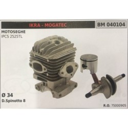 CILINDRO COMPLETO DI PISTONE E SEGMENTI BRUMAR  IKRA  MOGATEC MOTOSEGHE IPCS 2525TL    Ø 34 DSpinotto 8
