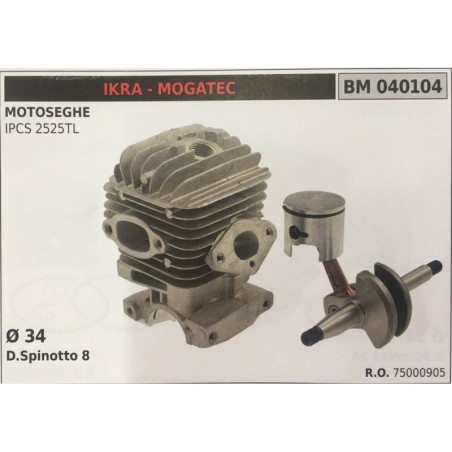 CILINDRO COMPLETO DI PISTONE E SEGMENTI BRUMAR  IKRA  MOGATEC MOTOSEGHE IPCS 2525TL    Ø 34 DSpinotto 8