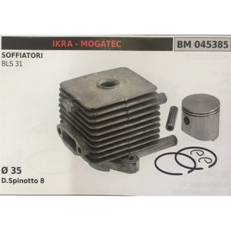 CILINDRO COMPLETO DI PISTONE E SEGMENTI BRUMAR  IKRA  MOGATEC SOFFIATORI BLS 31    Ø 35 DSpinotto 8