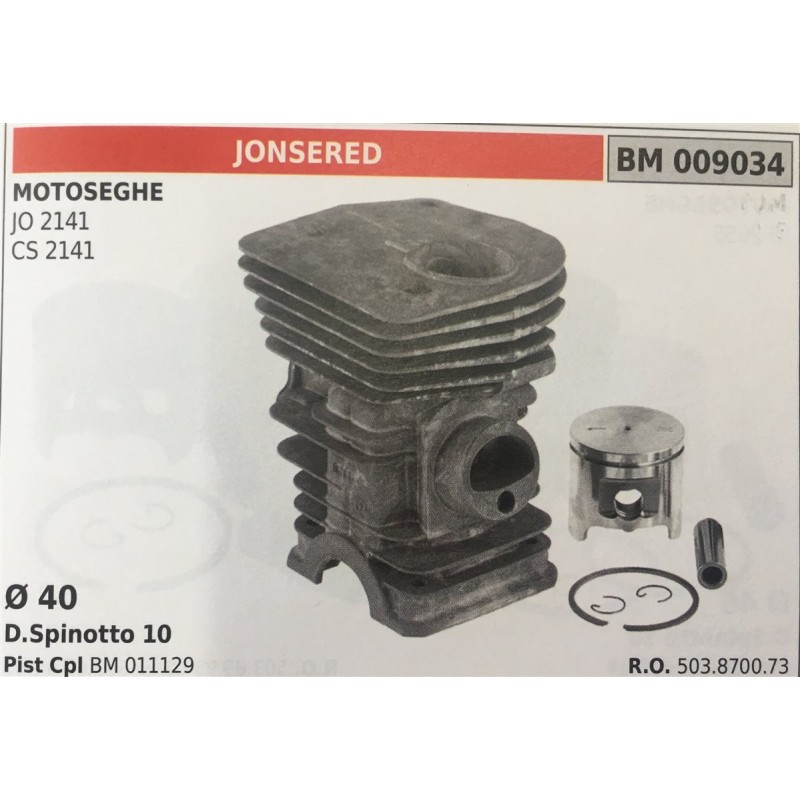 CILINDRO COMPLETO DI PISTONE E SEGMENTI BRUMAR  JONSERED MOTOSEGHE JO 2141 CS 2141    Ø 40 DSpinotto 10 Pist Cpl BM 011129