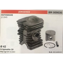 CILINDRO COMPLETO DI PISTONE E SEGMENTI BRUMAR  JONSERED MOTOSEGHE JO 2045    Ø 42 DSpinotto 10 Pist Cpl BM 011663