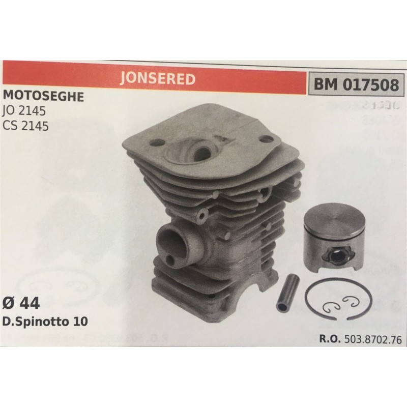 CILINDRO COMPLETO DI PISTONE E SEGMENTI BRUMAR  JONSERED MOTOSEGHE JO 2145 CS 2145    Ø 44 DSpinotto 10