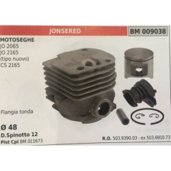 CILINDRO COMPLETO DI PISTONE E SEGMENTI BRUMAR  JONSERED MOTOSEGHE JO 2065 JO 2165 (tipo nuovo) CS 2165    Flangia tonda  Ø 48