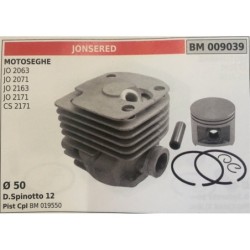 CILINDRO COMPLETO DI PISTONE E SEGMENTI BRUMAR  JONSERED MOTOSEGHE JO 2063 JO 2071 JO 2163 JO 2171 CS 2171    Ø 50 DSpinotto 12
