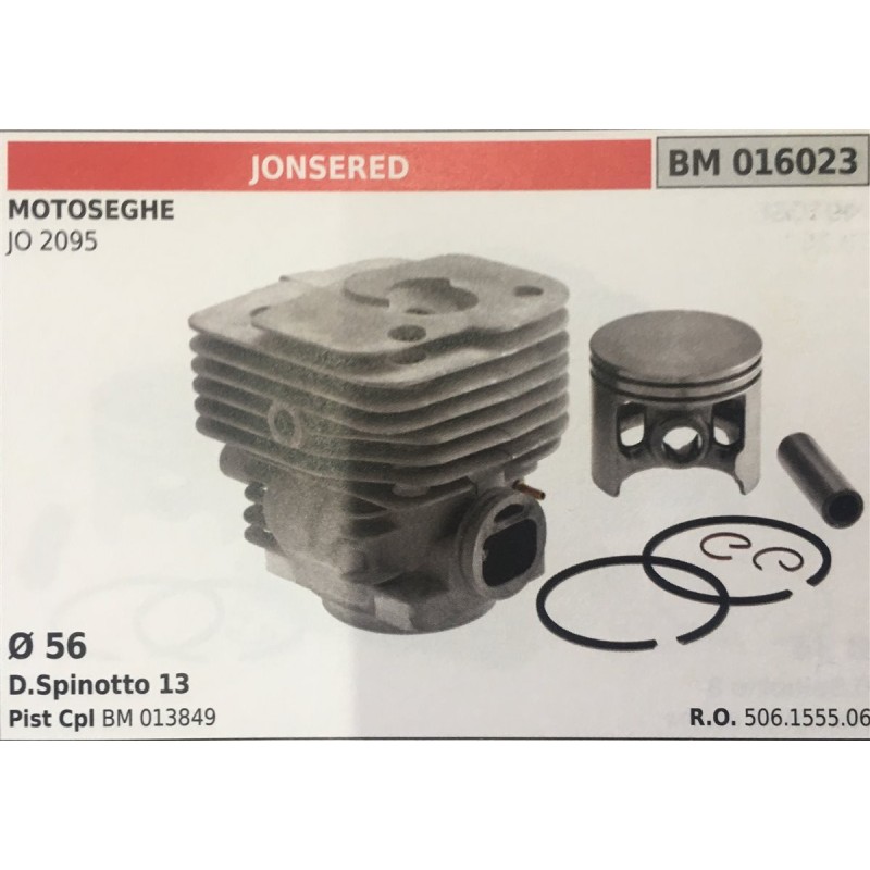 CILINDRO COMPLETO DI PISTONE E SEGMENTI BRUMAR  JONSERED MOTOSEGHE JO 2095    Ø 56 DSpinotto 13 Pist Cpl BM 013849