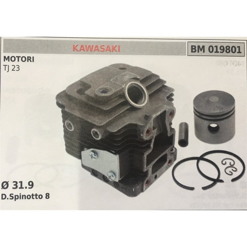CILINDRO COMPLETO DI PISTONE E SEGMENTI BRUMAR  KAWASAKI MOTORI TJ 23    Ø 319 DSpinotto 8