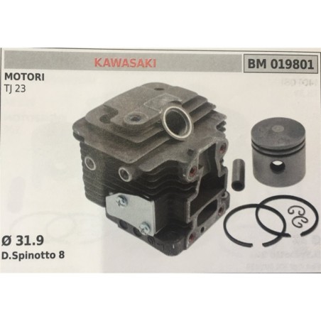CILINDRO COMPLETO DI PISTONE E SEGMENTI BRUMAR  KAWASAKI MOTORI TJ 23    Ø 319 DSpinotto 8