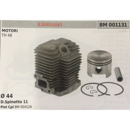 CILINDRO COMPLETO DI PISTONE E SEGMENTI BRUMAR  KAWASAKI MOTORI TH 48    Ø 44 DSpinotto 11 Pist Cpl BM 004124