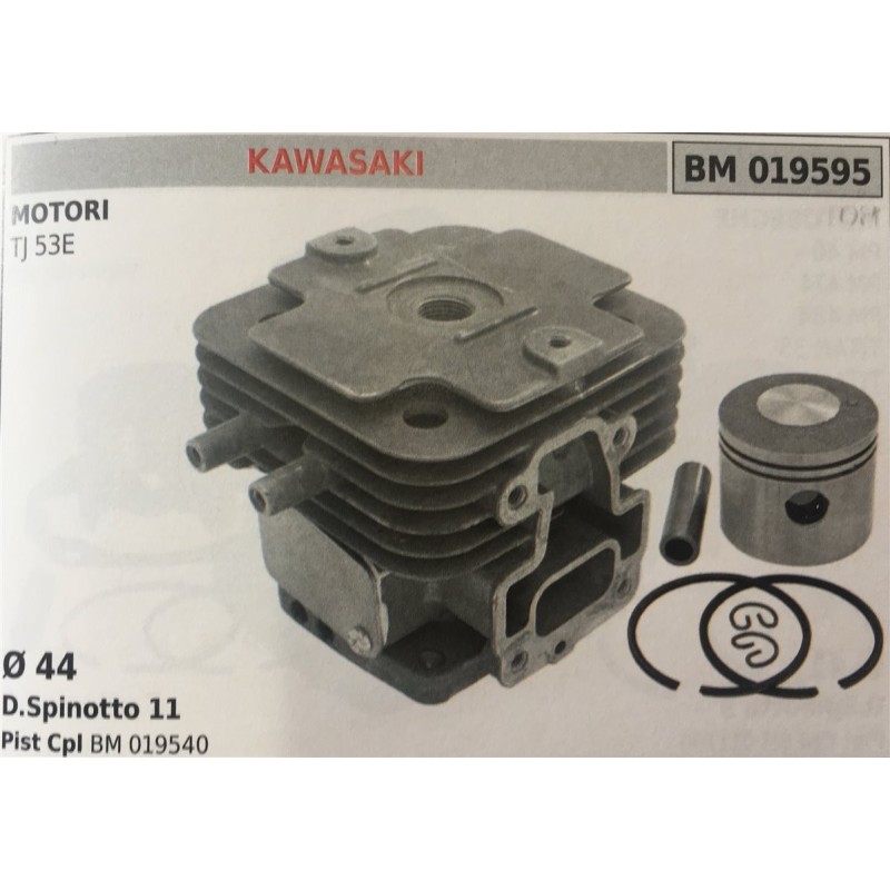 CILINDRO COMPLETO DI PISTONE E SEGMENTI BRUMAR  KAWASAKI MOTORI TJ 53E    Ø 44 DSpinotto 11 Pist Cpl BM 019540