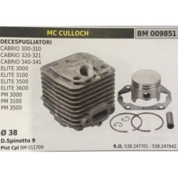 CILINDRO COMPLETO DI PISTONE E SEGMENTI BRUMAR  MC CULLOCH DECESPUGLIATORI CABRIO 300310 CABRIO 320321 CABRIO 340341 ELITE 3000