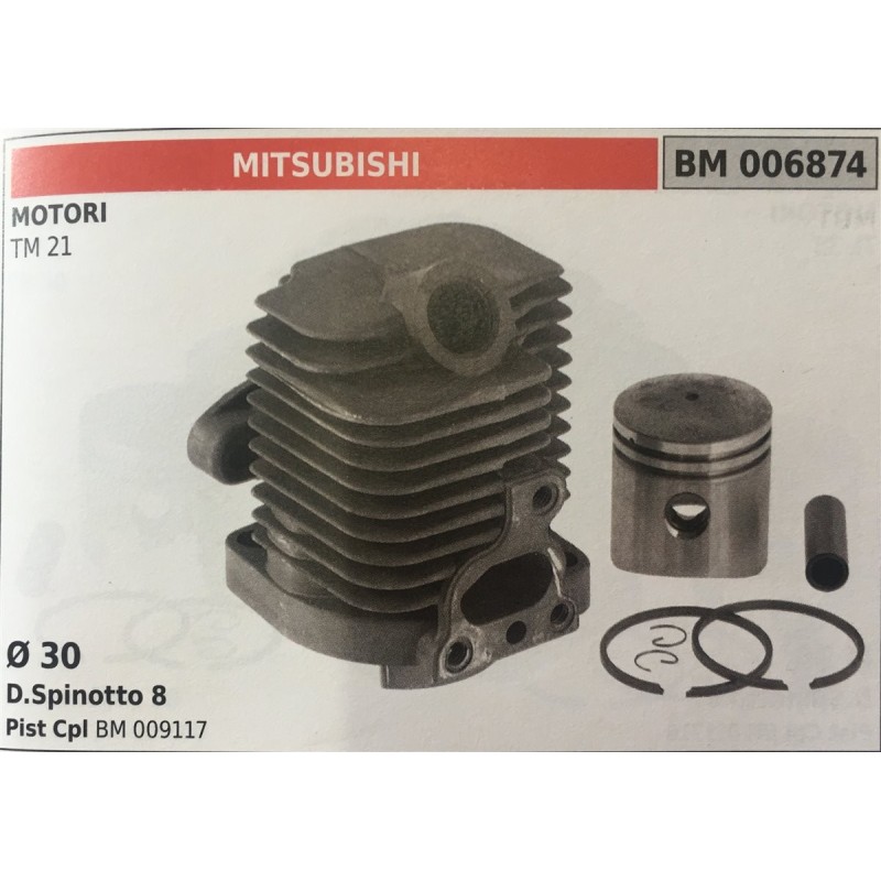 CILINDRO COMPLETO DI PISTONE E SEGMENTI BRUMAR  MITSUBISHI MOTORI TM 21    Ø 30 DSpinotto 8 Pist Cpl BM 009117