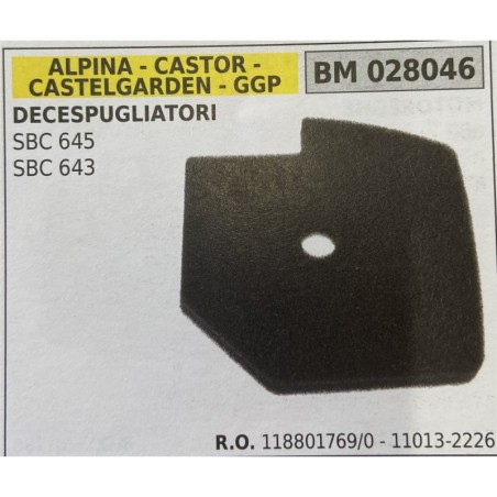 BRUMAR FILTRO ARIA ALPINA  CASTOR  CASTELGARDEN  GGP  DECESPUGLIATORI SBC 645 SBC 643  RO 1188017690  110132226