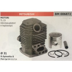 CILINDRO COMPLETO DI PISTONE E SEGMENTI BRUMAR  MITSUBISHI MOTORI TL 23 (decespugliatori e tagliasiepi)    Ø 31 DSpinotto 8 Pis