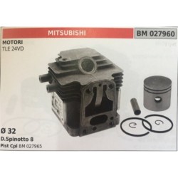 CILINDRO COMPLETO DI PISTONE E SEGMENTI BRUMAR  MITSUBISHI MOTORI TLE 24VD    Ø 32 DSpinotto 8 Pist Cpl BM 027965