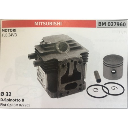 CILINDRO COMPLETO DI PISTONE E SEGMENTI BRUMAR  MITSUBISHI MOTORI TLE 24VD    Ø 32 DSpinotto 8 Pist Cpl BM 027965