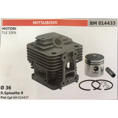 CILINDRO COMPLETO DI PISTONE E SEGMENTI BRUMAR  MITSUBISHI MOTORI TLE 33FA    Ø 36 DSpinotto 9 Pist Cpl BM 014437