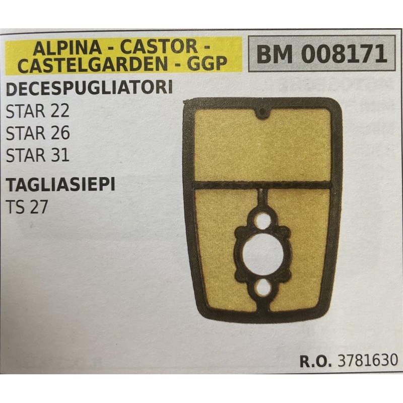 BRUMAR FILTRO ARIA ALPINA  CASTOR  CASTELGARDEN  GGP  DECESPUGLIATORI STAR 22 STAR 26 STAR 31  TAGLIASIEPI TS 27  RO 3781630
