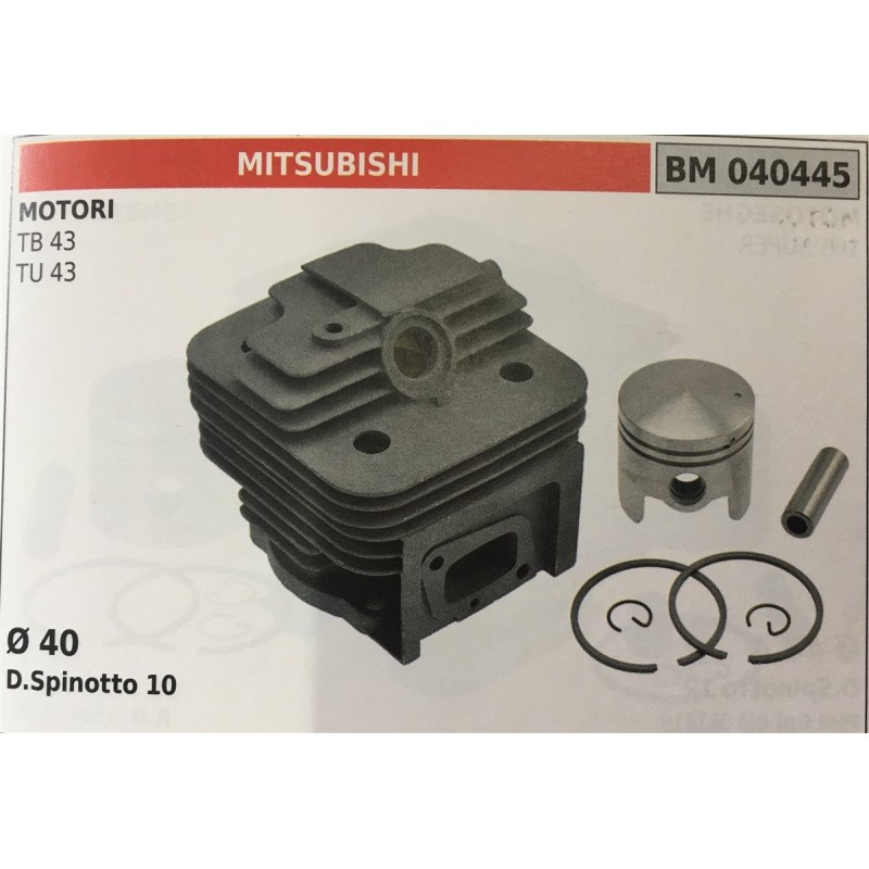 CILINDRO COMPLETO DI PISTONE E SEGMENTI BRUMAR  MITSUBISHI MOTORI TB 43 TU 43    Ø 40 DSpinotto 10