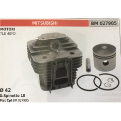 CILINDRO COMPLETO DI PISTONE E SEGMENTI BRUMAR  MITSUBISHI MOTORI TLE 48FD    Ø 42 DSpinotto 10 Pist Cpl BM 027995