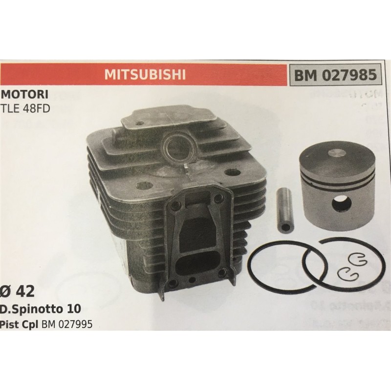 CILINDRO COMPLETO DI PISTONE E SEGMENTI BRUMAR  MITSUBISHI MOTORI TLE 48FD    Ø 42 DSpinotto 10 Pist Cpl BM 027995