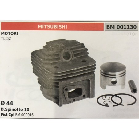 CILINDRO COMPLETO DI PISTONE E SEGMENTI BRUMAR  MITSUBISHI MOTORI TL 52    Ø 44 DSpinotto 10 Pist Cpl BM 000016