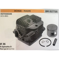 CILINDRO COMPLETO DI PISTONE E SEGMENTI BRUMAR  OCHIAI  MAORI MOTOSEGHE OCS 2801    Ø 36 DSpinotto 8 Pist Cpl BM 017719