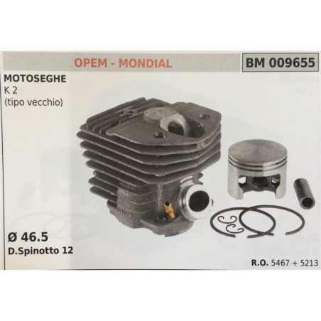 CILINDRO COMPLETO DI PISTONE E SEGMENTI BRUMAR  OPEM  MONDIAL MOTOSEGHE K 2 (tipo vecchio)    Ø 465 DSpinotto 12