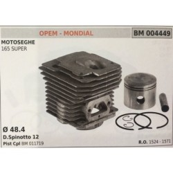 CILINDRO COMPLETO DI PISTONE E SEGMENTI BRUMAR  OPEM  MONDIAL MOTOSEGHE 165 SUPER    Ø 484 DSpinotto 12 Pist Cpl BM 011719