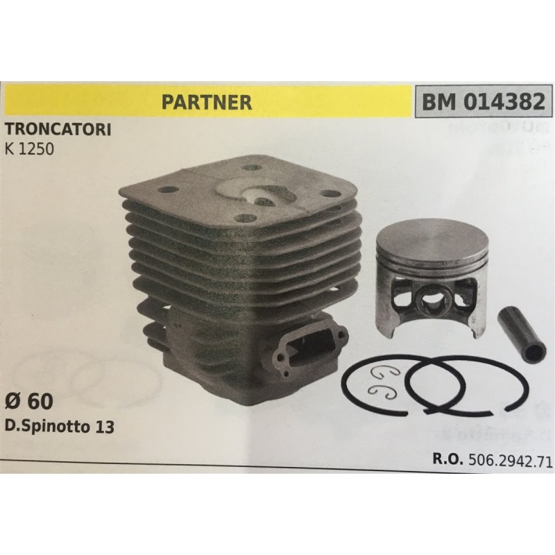 CILINDRO COMPLETO DI PISTONE E SEGMENTI BRUMAR  PARTNER TRONCATORI K 1250    Ø 60 DSpinotto 13