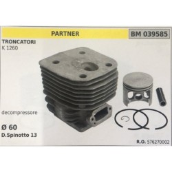 CILINDRO COMPLETO DI PISTONE E SEGMENTI BRUMAR  PARTNER TRONCATORI K 1260    decompressore  Ø 60 DSpinotto 13