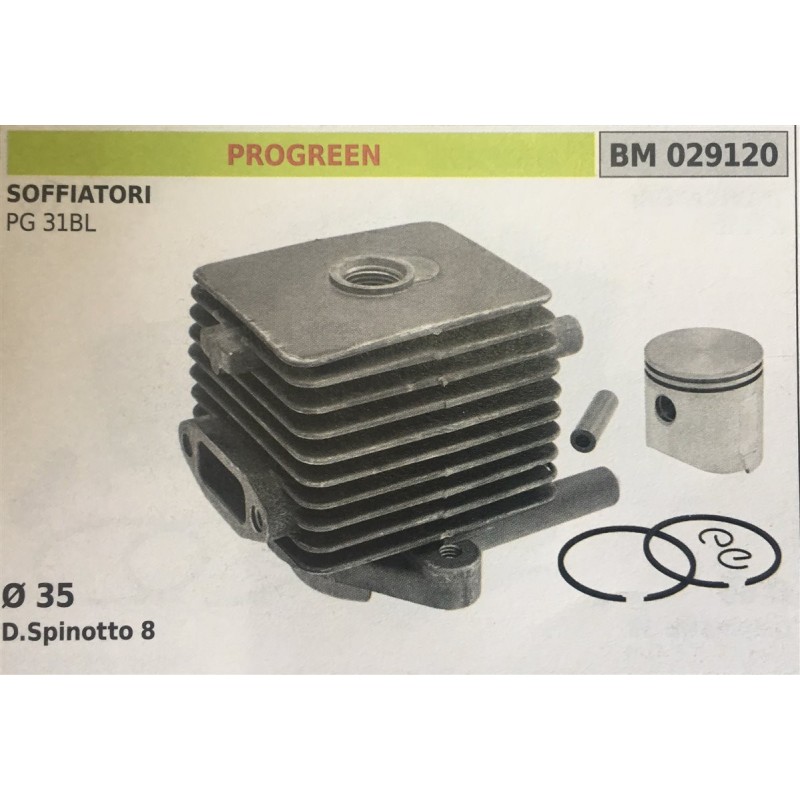 CILINDRO COMPLETO DI PISTONE E SEGMENTI BRUMAR  PROGREEN SOFFIATORI PG 31BL    Ø 35 DSpinotto 8