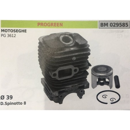 CILINDRO COMPLETO DI PISTONE E SEGMENTI BRUMAR  PROGREEN MOTOSEGHE PG 3612    Ø 39 DSpinotto 8