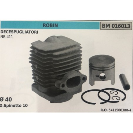 CILINDRO COMPLETO DI PISTONE E SEGMENTI BRUMAR  ROBIN DECESPUGLIATORI NB 411    Ø 40 DSpinotto 10