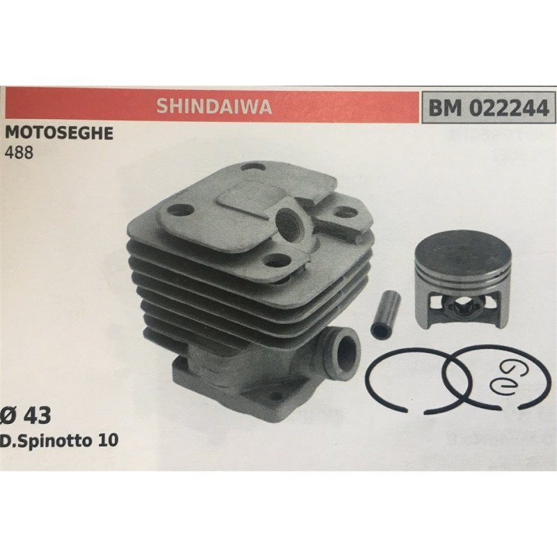 CILINDRO COMPLETO DI PISTONE E SEGMENTI BRUMAR  SHINDAIWA MOTOSEGHE 488    Ø 43 DSpinotto 10