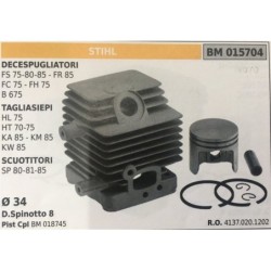 CILINDRO COMPLETO DI PISTONE E SEGMENTI BRUMAR  STIHL DECESPUGLIATORI FS 758085  FR 85 FC 75  FH 75 B 675 TAGLIASIEPI HL 75 HT