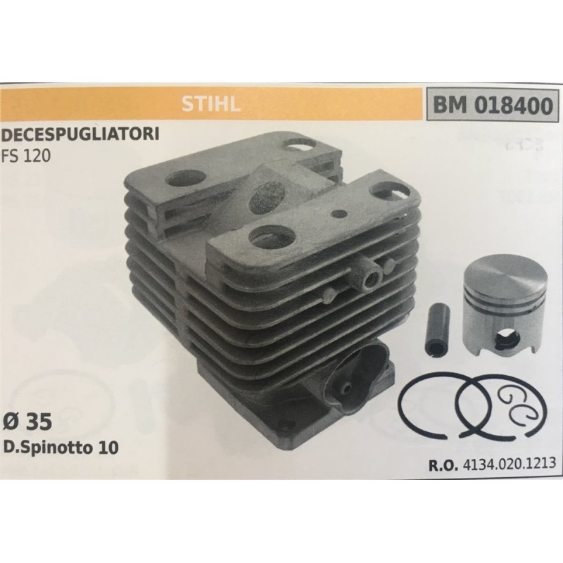 CILINDRO COMPLETO DI PISTONE E SEGMENTI BRUMAR  STIHL DECESPUGLIATORI FS 120    Ø 35 DSpinotto 10