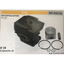 CILINDRO COMPLETO DI PISTONE E SEGMENTI BRUMAR STIHL DECESPUGLIATORI FS 220    Ø 38 D Spinotto 10