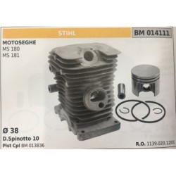 CILINDRO COMPLETO DI PISTONE E SEGMENTI BRUMAR STIHL MOTOSEGHE MS 180 MS 181    Ø 38 D Spinotto 10 Pist Cpl BM 013836